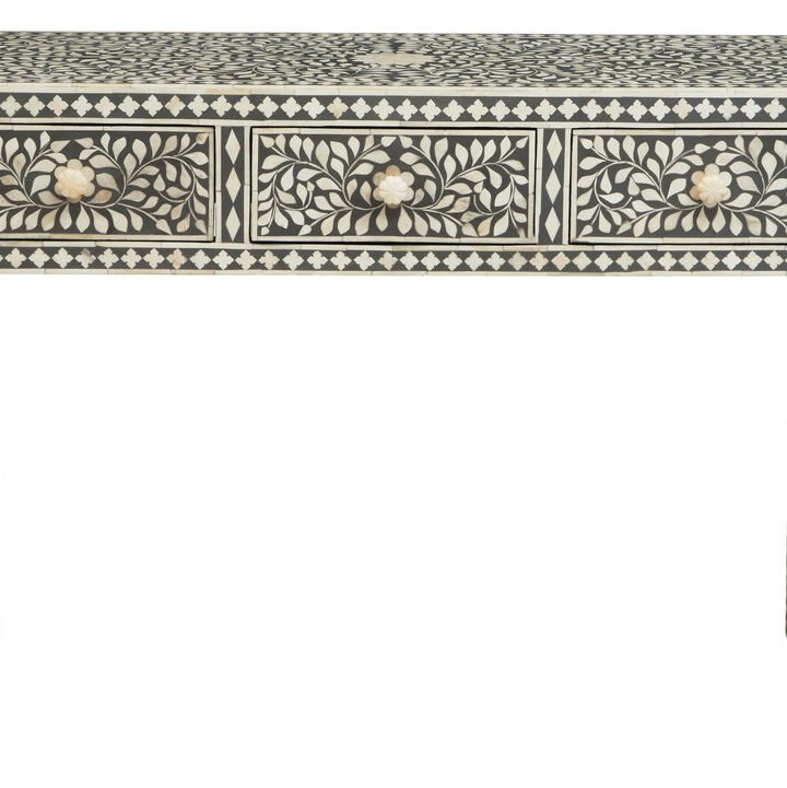 Bone Inlay Desk with 3 Drawers