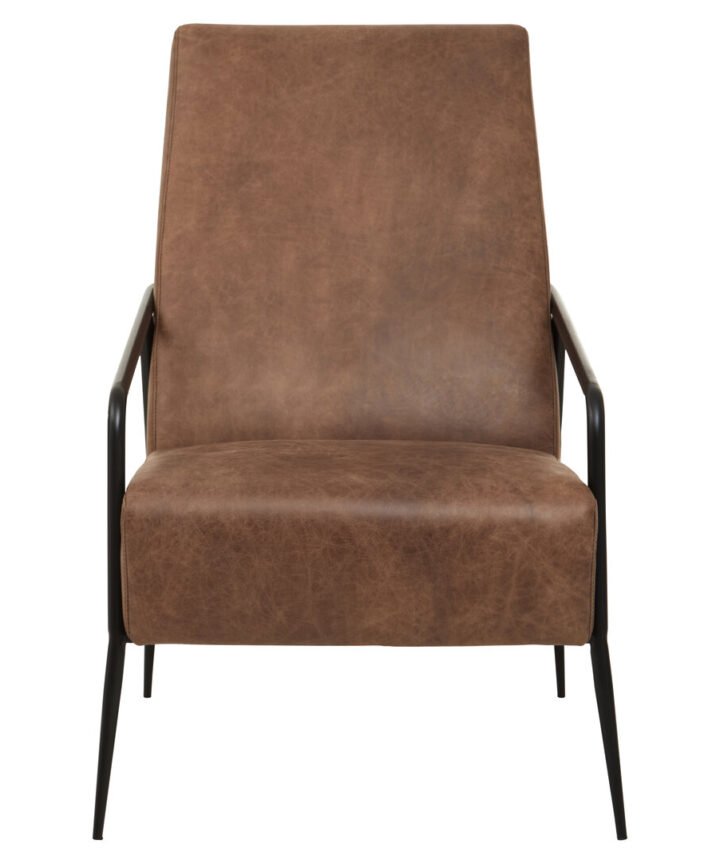Farringdon Brown Leather Chair With Tapered Back.