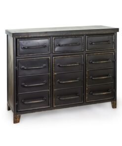 Black Metal "Verne" Multi Drawer Cabinet