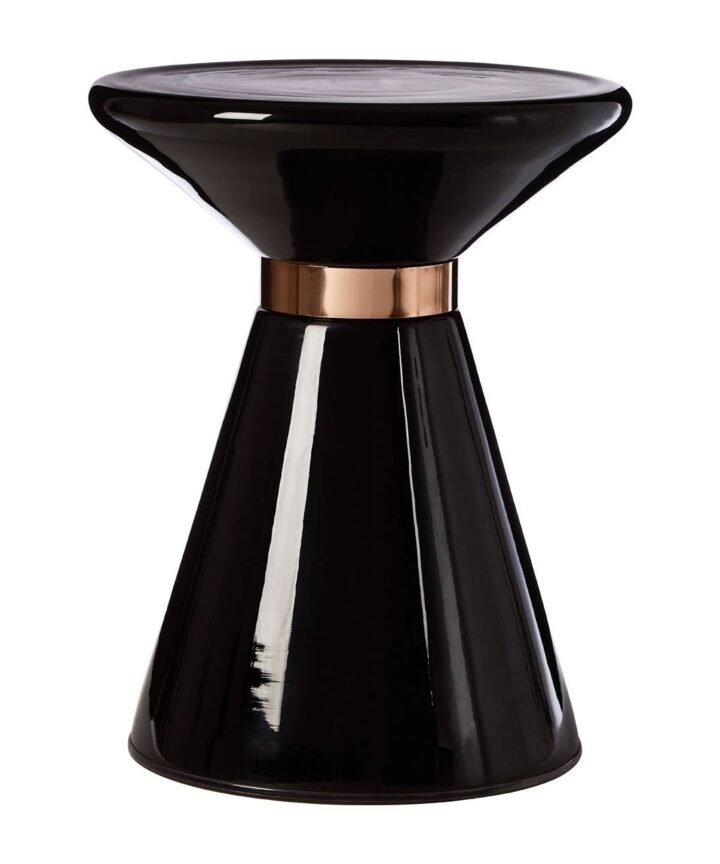 Martini Black Glass / Copper Finish Side Table