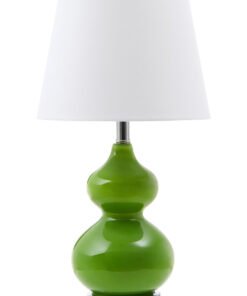 Heidy Green Glass Table Lamp With White Shade
