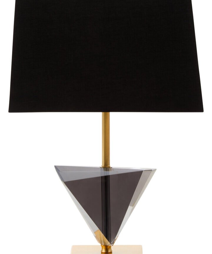 Halina Smoked Crystal Table Lamp with Gold Metal