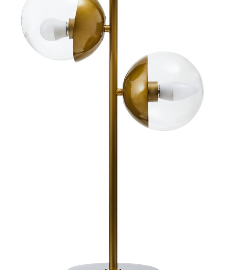 Revive Two Light Gold and Black Marble Table Lamp