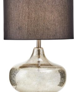 Alternative view of Luz Silver Glass with Black Shade Table Lamp