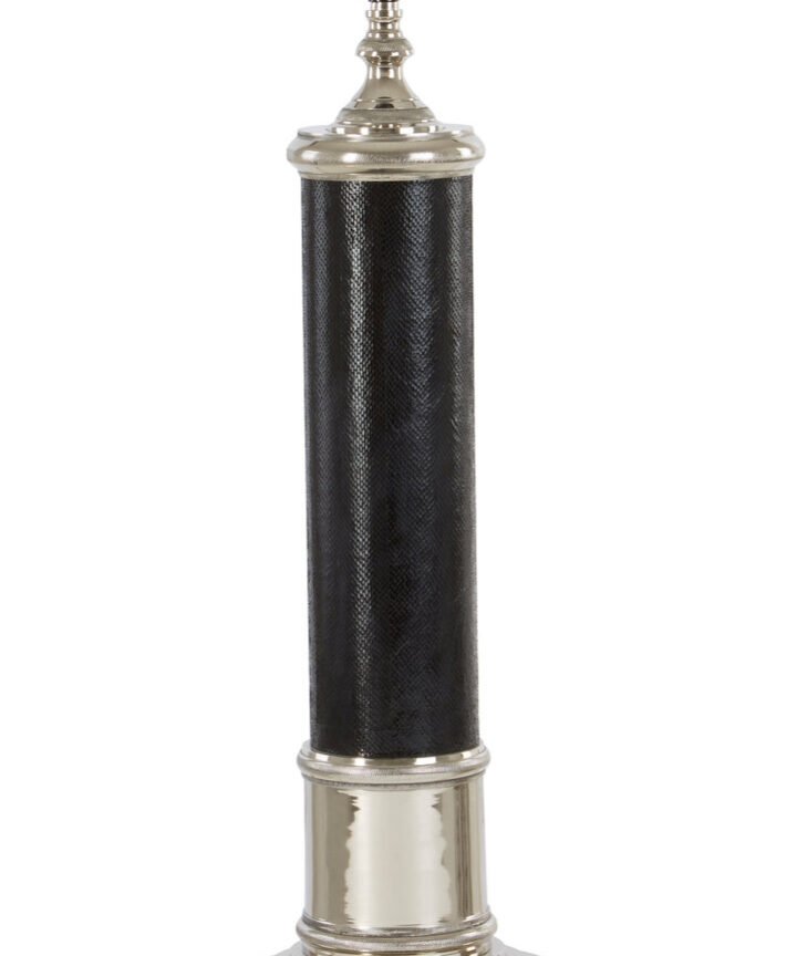 Canon Black Leather Table Lamp