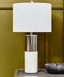 Alternative view of Eben Marble Base Table Lamp with Ivory Shade