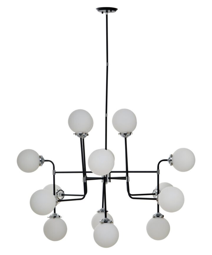 Abira Black And Chrome 16 Arm Pendant Light