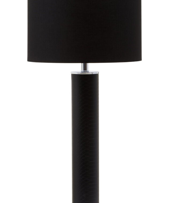 Hanah Black Snake Leather Effect Table Lamp with Chrome Base