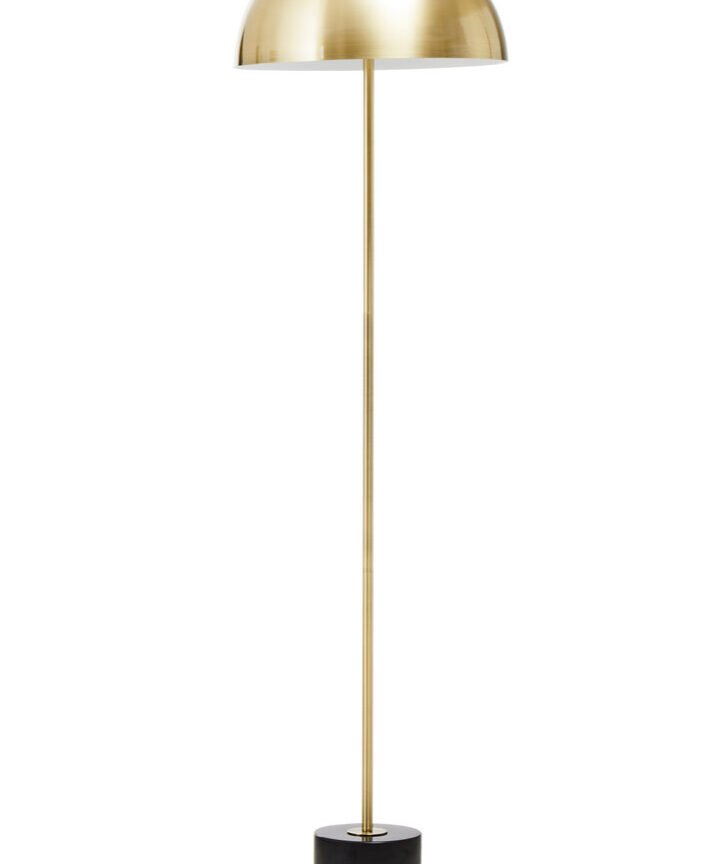 Murdoch Brushed Brass Floor Lamp with Black Marble Base