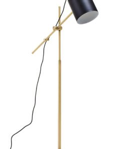Equipoise Black and Brass Finish Floor Lamp with Marble Base