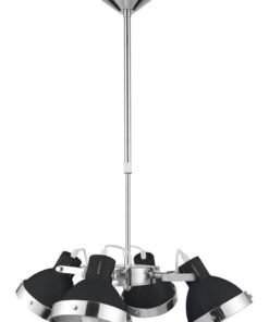 Jasper Black Shade and Chrome 4 Light Pendant Light