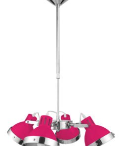 Jasper Hot Pink and Chrome 4 Shade Pendant Light