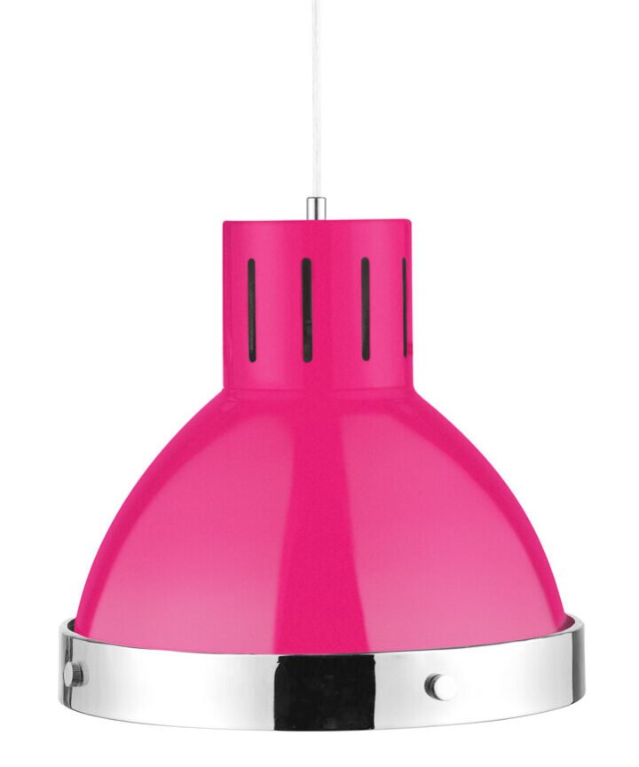 Jasper Hot Pink and Chrome Bell Shaped Pendant Light