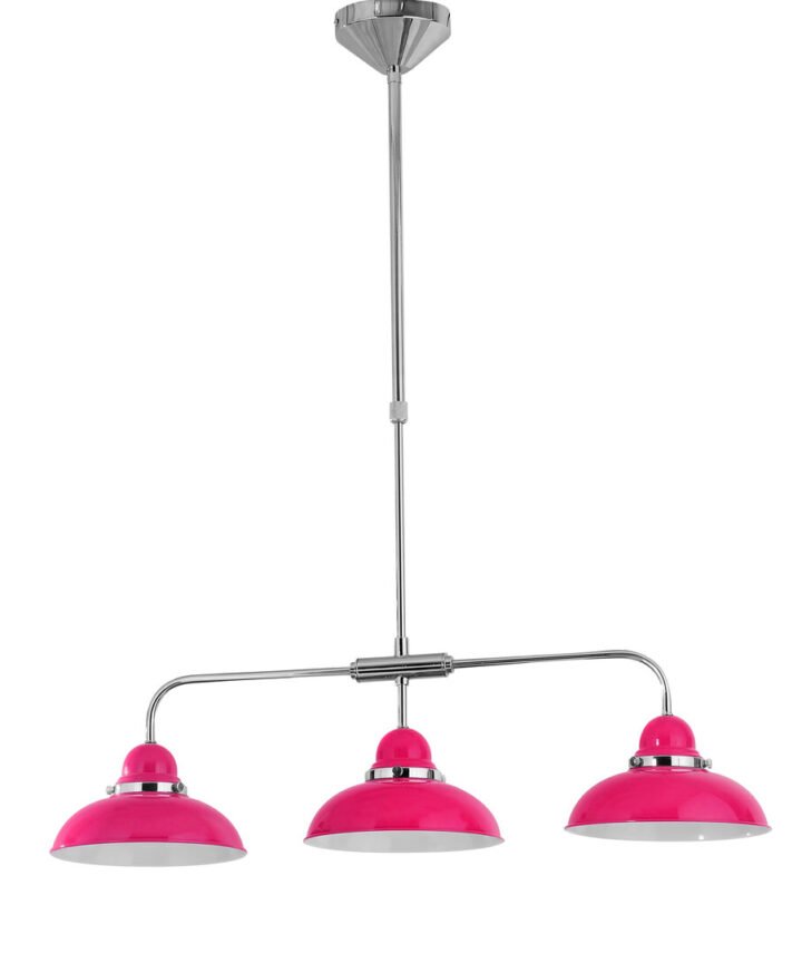 Jasper Hot Pink and Chrome 3 Light Pendant