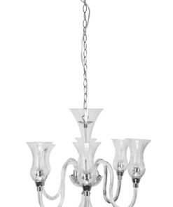 Abelia Glass and Chrome 6 Arm Chandelier