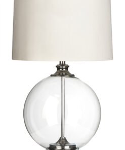Edna Round Glass Table Lamp with White Linen Shade