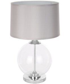 Alternative view of Edna Small Clear Glass Table Lamp with Silver Silk Shade