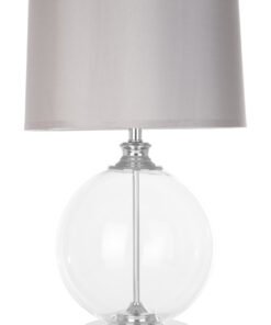 Edna Small Clear Glass Table Lamp with Silver Silk Shade