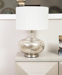 Alternative view of Luz Grey Fabric Shade Table Lamp
