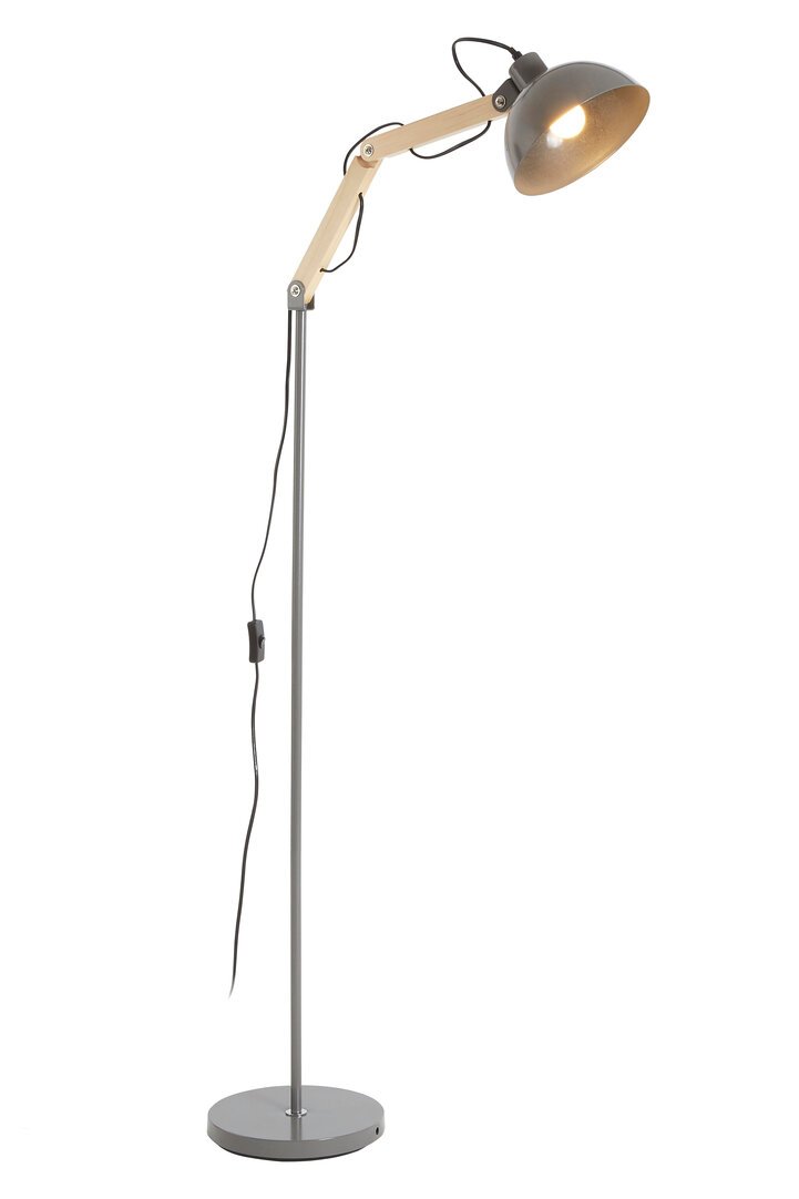 Blair Grey Wood And Metal Floor Lamp - Image 3