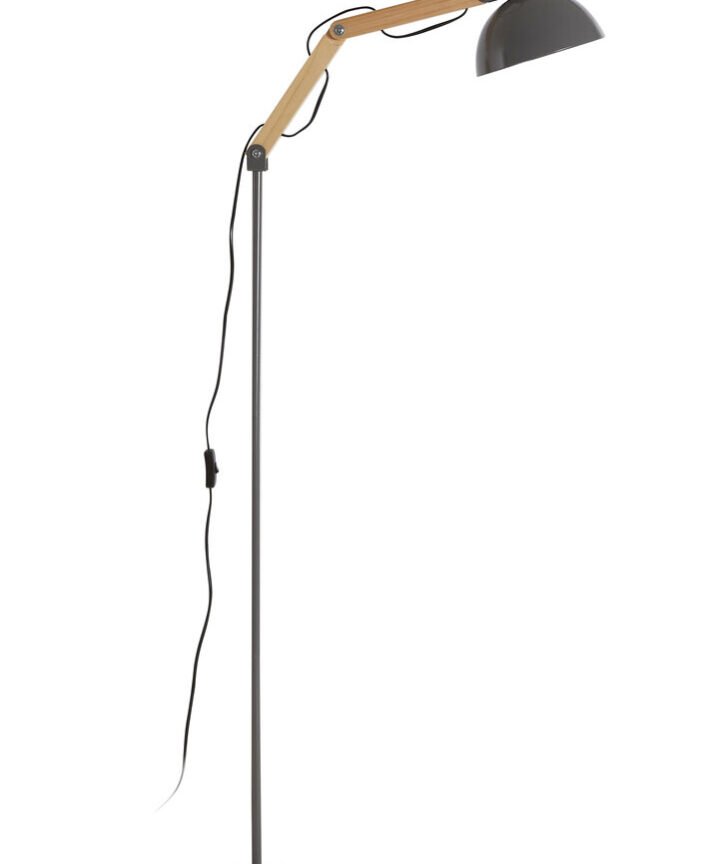 Blair Grey Wood And Metal Floor Lamp