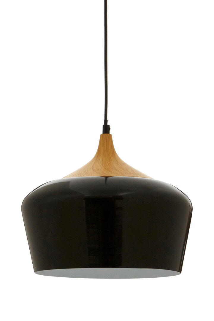 Blayne Black Metal And Wood Pendant Light - Image 2