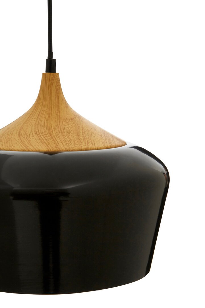 Blayne Black Metal And Wood Pendant Light - Image 4