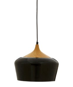 Blayne Black Metal And Wood Pendant Light