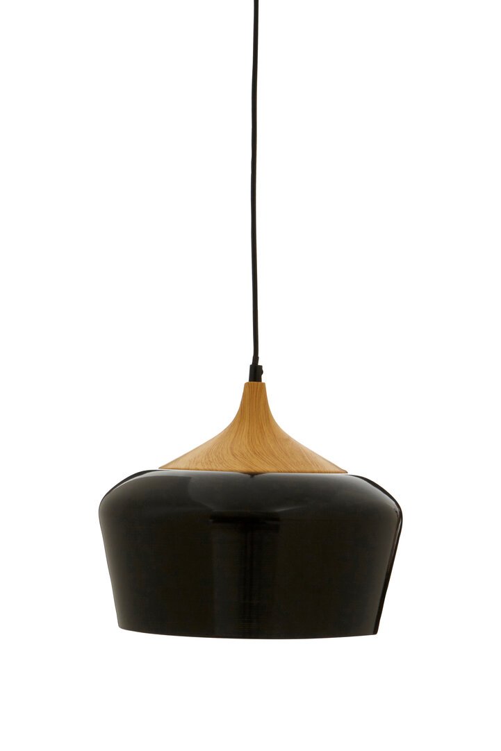 Blayne Black Metal And Wood Pendant Light