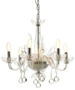 Alternative view of Murano 6 Bulb Clear Crystal Chandelier