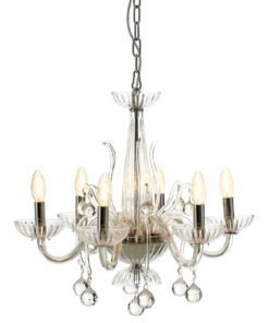 Murano 6 Bulb Clear Crystal Chandelier