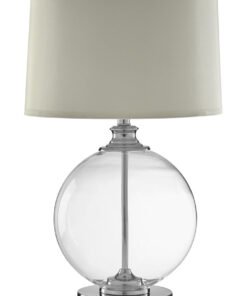 Edna Small Round Glass Table Lamp  Ivory Silk Shade