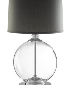 Edna Glass Table Lamp wuth Grey Linen Shade