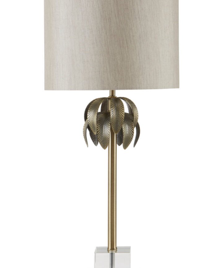 Herta Antique Brass Palm Tree Design Table Lamp
