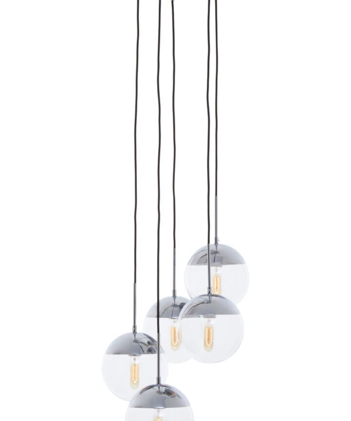 Revive Chrome Finish Five Pendant Lights