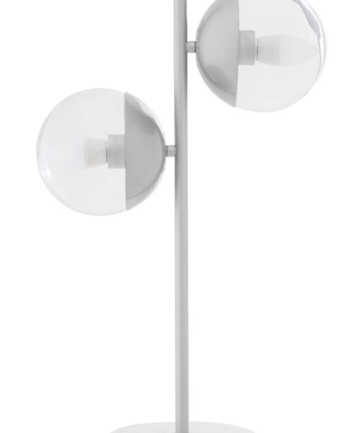 Revive Two Light Chrome and White Marble Table Lamp