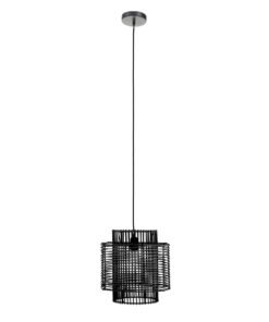 Jaya Black Rattan Overlapping Pendant Light