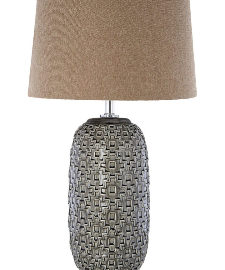 Udele Table Lamp With Brown Linen Shade