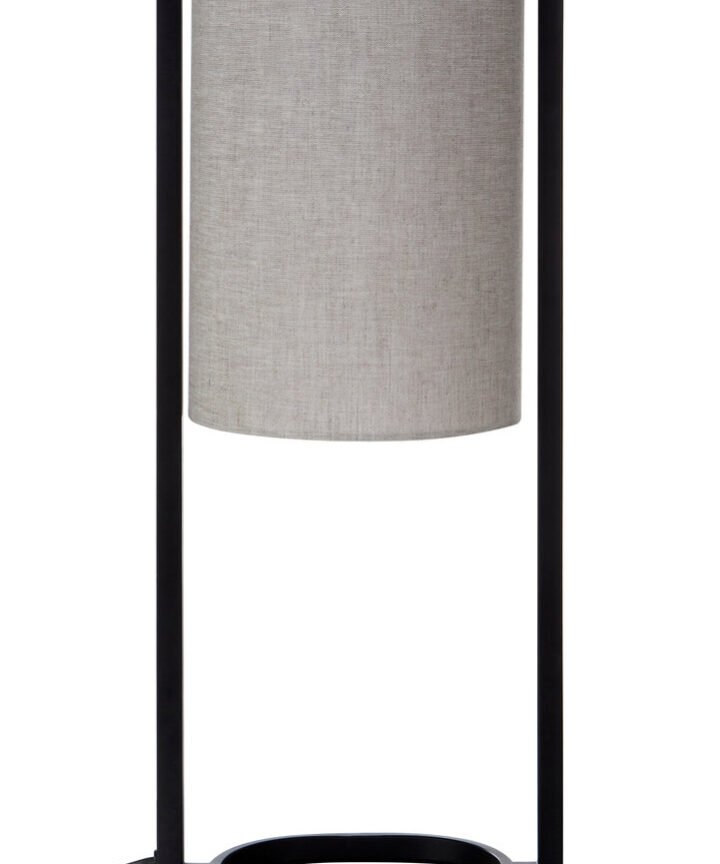 Lara Black Metal Table Lamp with Grey Shade