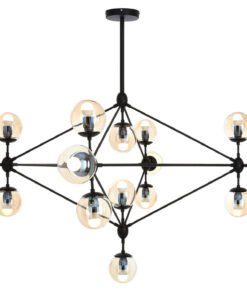 Abira Matte Black 15 Arm Pendant Light