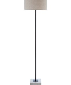 Murdoch Natural Linen Shade With White Marble Base Floor Lamp