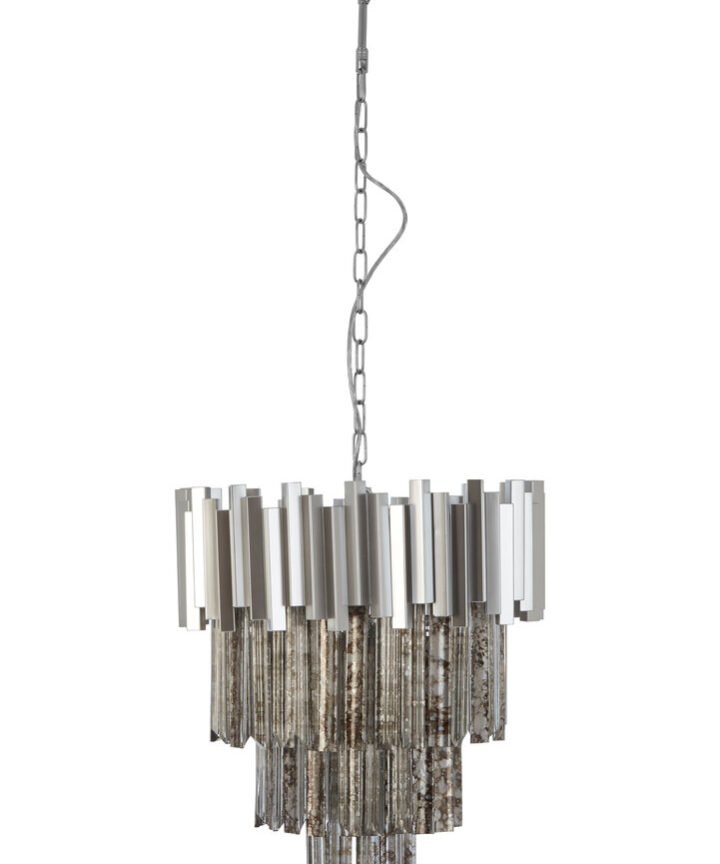 Lustra Large Nickel Painted Chandelier.