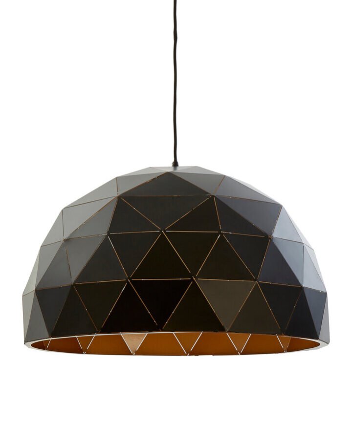 Mateo Large Black and Copper Dome Pendant Light