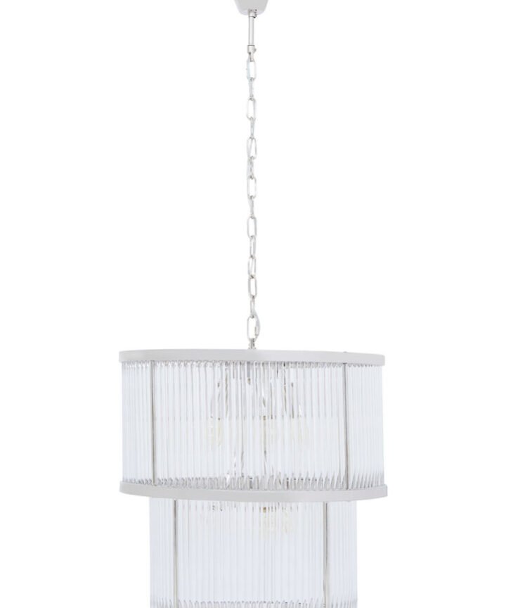 Salasco 2 Tier Nickel Finish Glass Chandelier