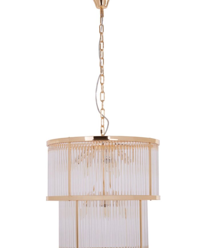 Salasco 2 Tier Gold Finish Glass Chandelier