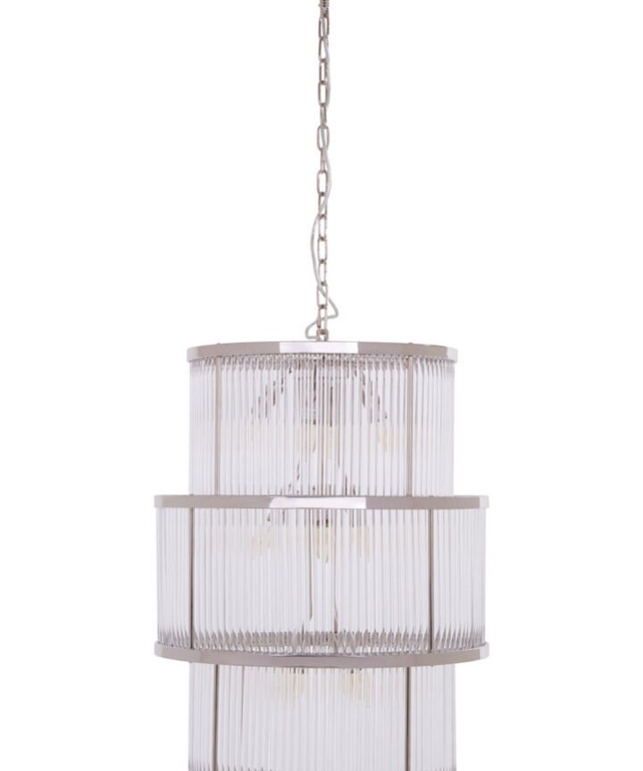 Salasco 3 Tier Nickel Finish Glass Chandelier
