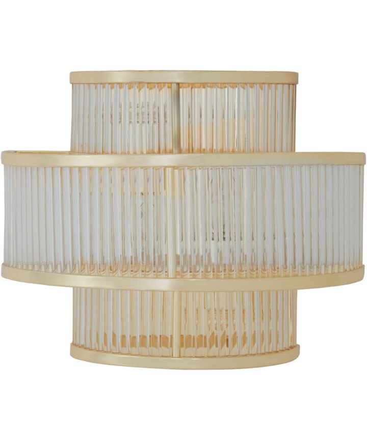 Salasco 3 tier glass wall light with warm metallic iron frame