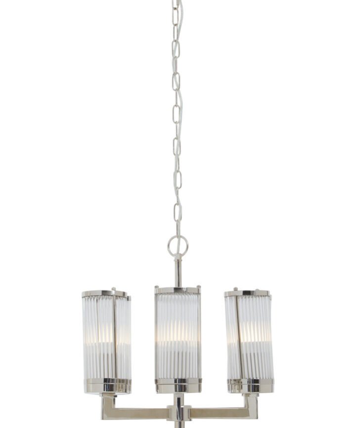Hilton Glass and Nickel Finish 6 Arm Pendant Light