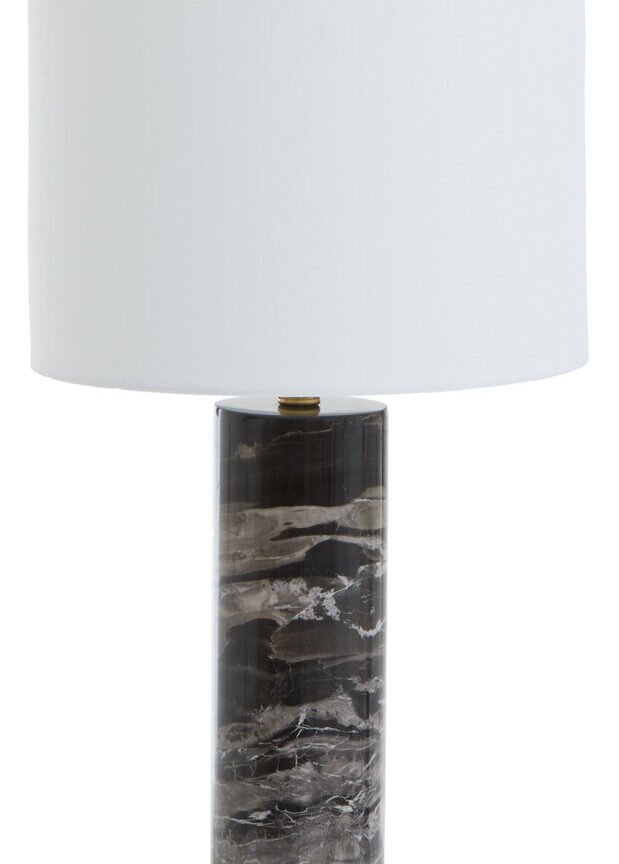 Ebony Black Marble Table Lamp with Ivory Shade