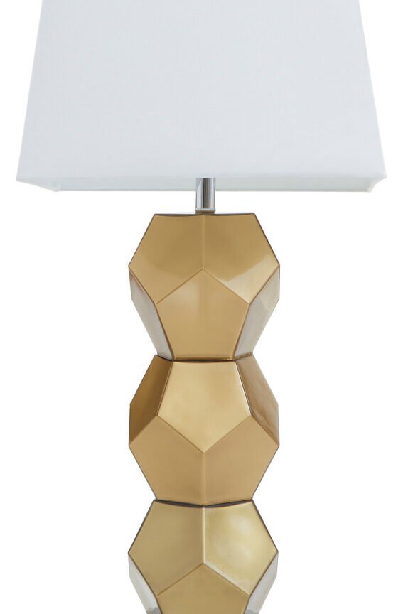 Eleri Gold Glass Table Lamp with Chrome Base